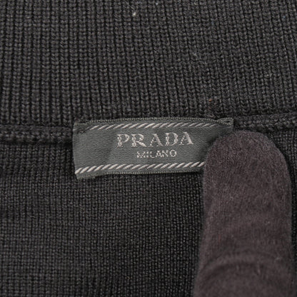 三角ロゴプレート 切替 フード付き ジャケット ウール ナイロン ブラック プラダ アウター PRADA