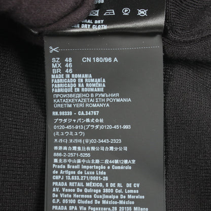三角ロゴプレート 切替 フード付き ジャケット ウール ナイロン ブラック プラダ アウター PRADA
