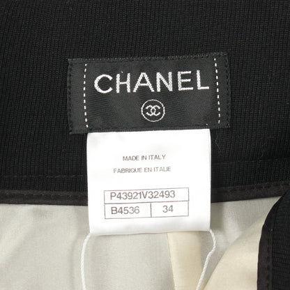 レイヤード ワイド スラックス トラウザーズ ウール ブラック アイボリー シャネル ボトムス CHANEL