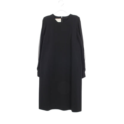 PLEATED SLEEVES BLACK DRESS 切替 ワンピース レーヨン ブラック グッチ