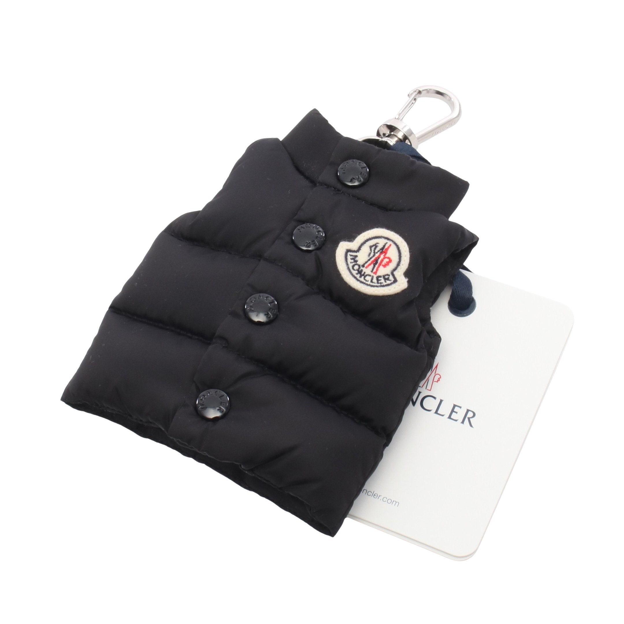 【新品】MONCLER キーホルダー キーリング バッグチャーム レザー ベスト キーリング付き バッグチャーム キーホルダー ナイロン レザー