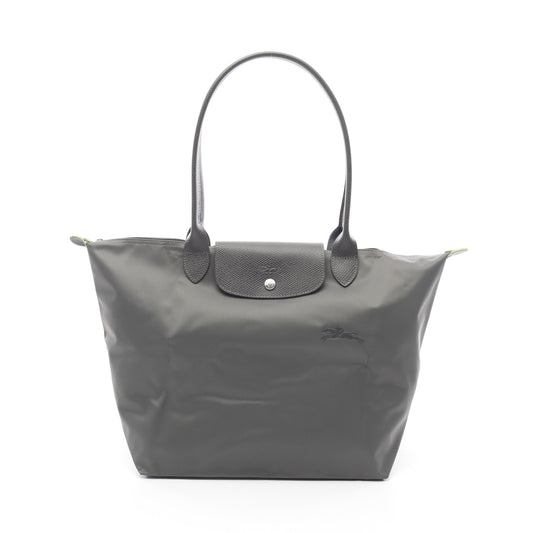 ル プリアージュ グリーン L ショルダーバッグ キャンバス レザー ダークグレー ロンシャン バッグ LONGCHAMP