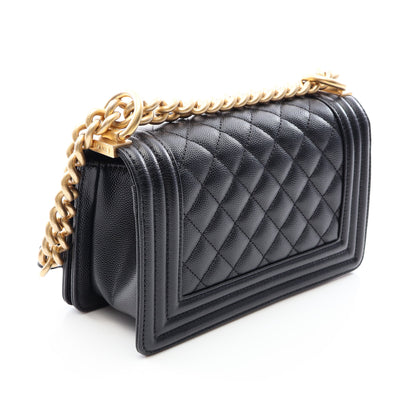ボーイシャネル スモール チェーンショルダーバッグ キャビアスキン ブラック ゴールド金具 シャネル バッグ CHANEL