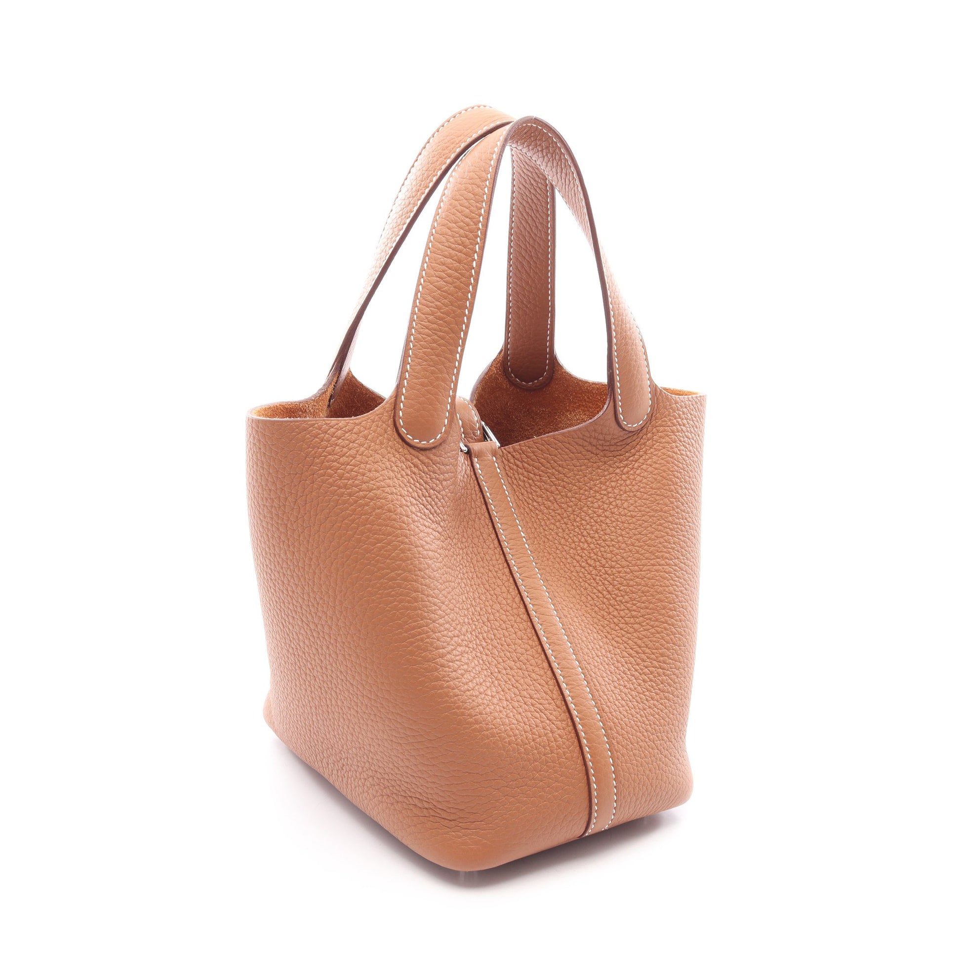 ピコタンロックPM ゴールド ハンドバッグ トリヨンクレマンス ブラウン シルバー金具 W刻印 エルメス バッグ HERMES