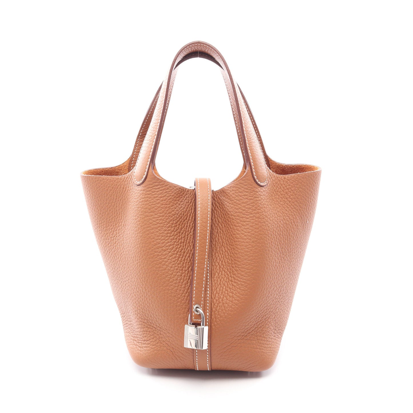ピコタンロックPM ゴールド ハンドバッグ トリヨンクレマンス ブラウン シルバー金具 W刻印 エルメス バッグ HERMES