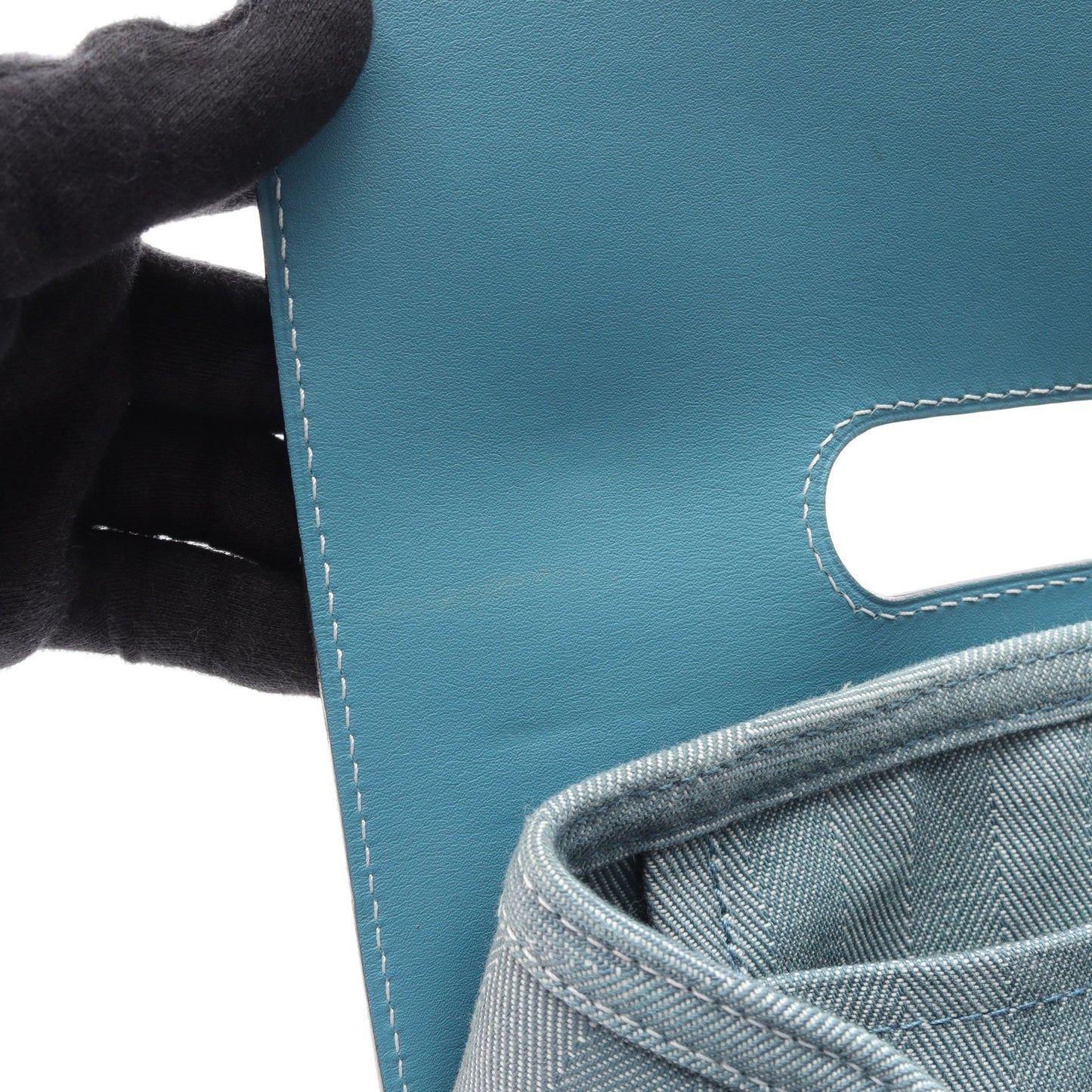 ヴァルパライソPM ブルージーン ハンドバッグ トワルシェブロン ヴォースイフト ブルー シルバー金具 エルメス バッグ HERMES