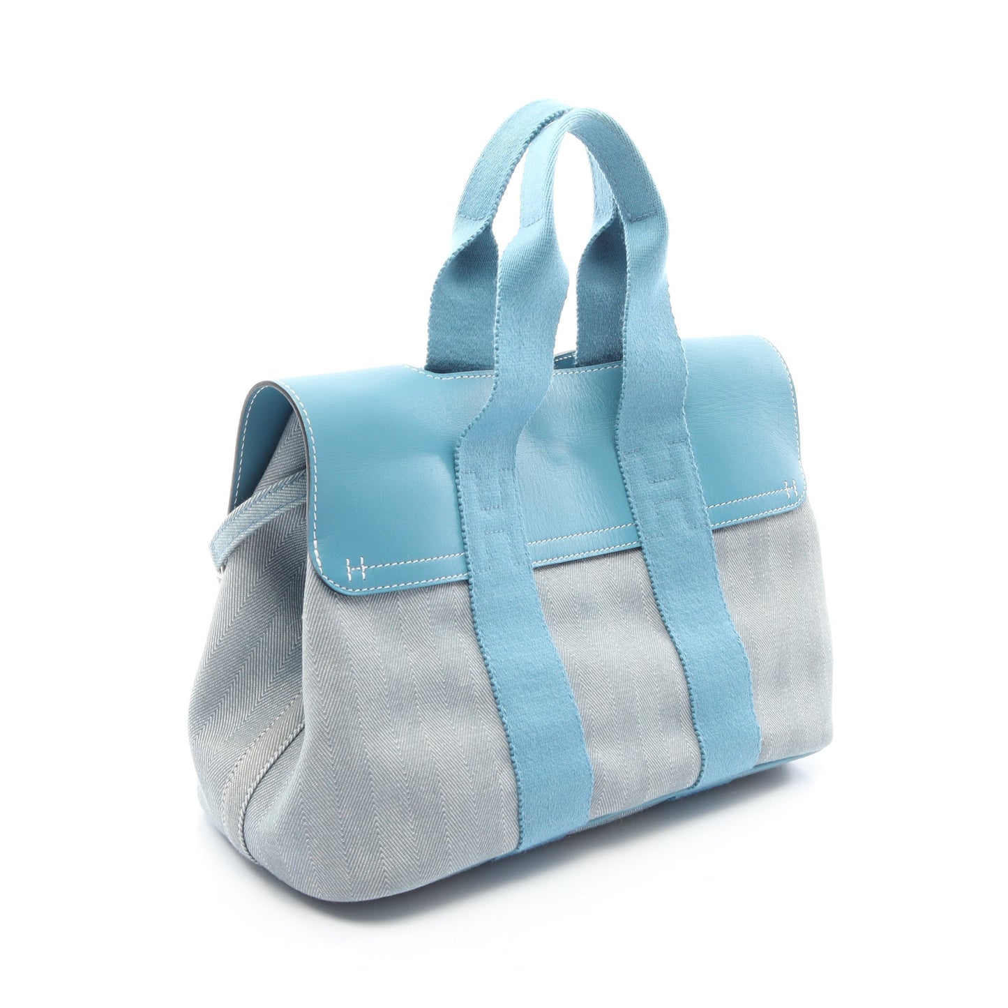 ヴァルパライソPM ブルージーン ハンドバッグ トワルシェブロン ヴォースイフト ブルー シルバー金具 エルメス バッグ HERMES