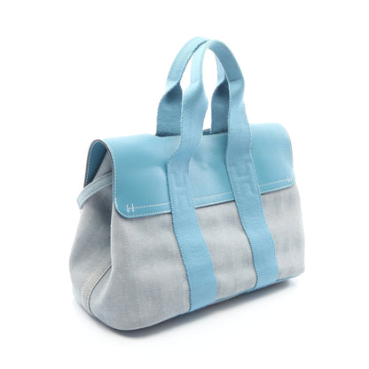 ヴァルパライソPM ブルージーン ハンドバッグ トワルシェブロン ヴォースイフト ブルー シルバー金具 エルメス バッグ HERMES