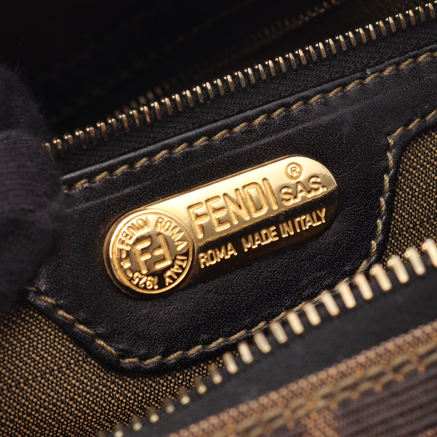 ズッカ 2WAY ミニボストンバッグ ハンドバッグ キャンバス レザー ブラウン ブラック フェンディ バッグ FENDI
