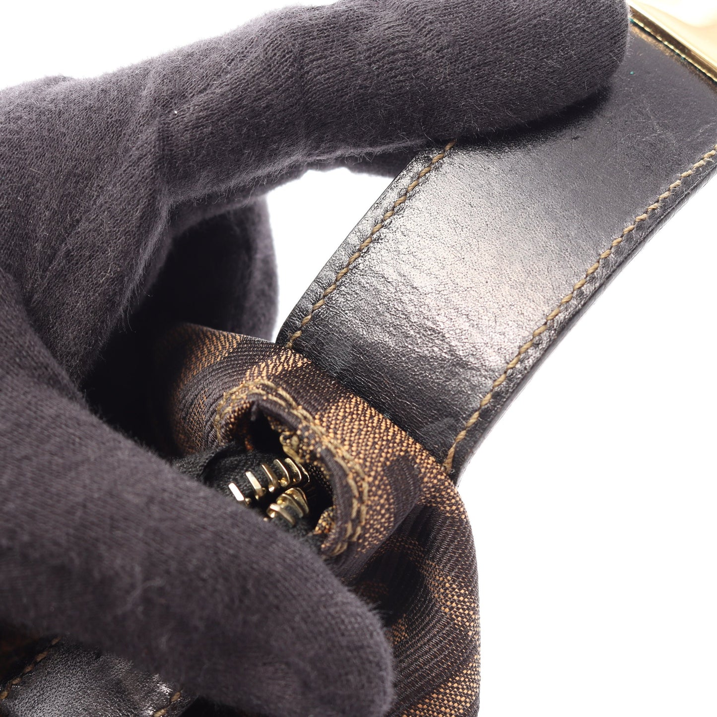 ズッカ 2WAY ミニボストンバッグ ハンドバッグ キャンバス レザー ブラウン ブラック フェンディ バッグ FENDI