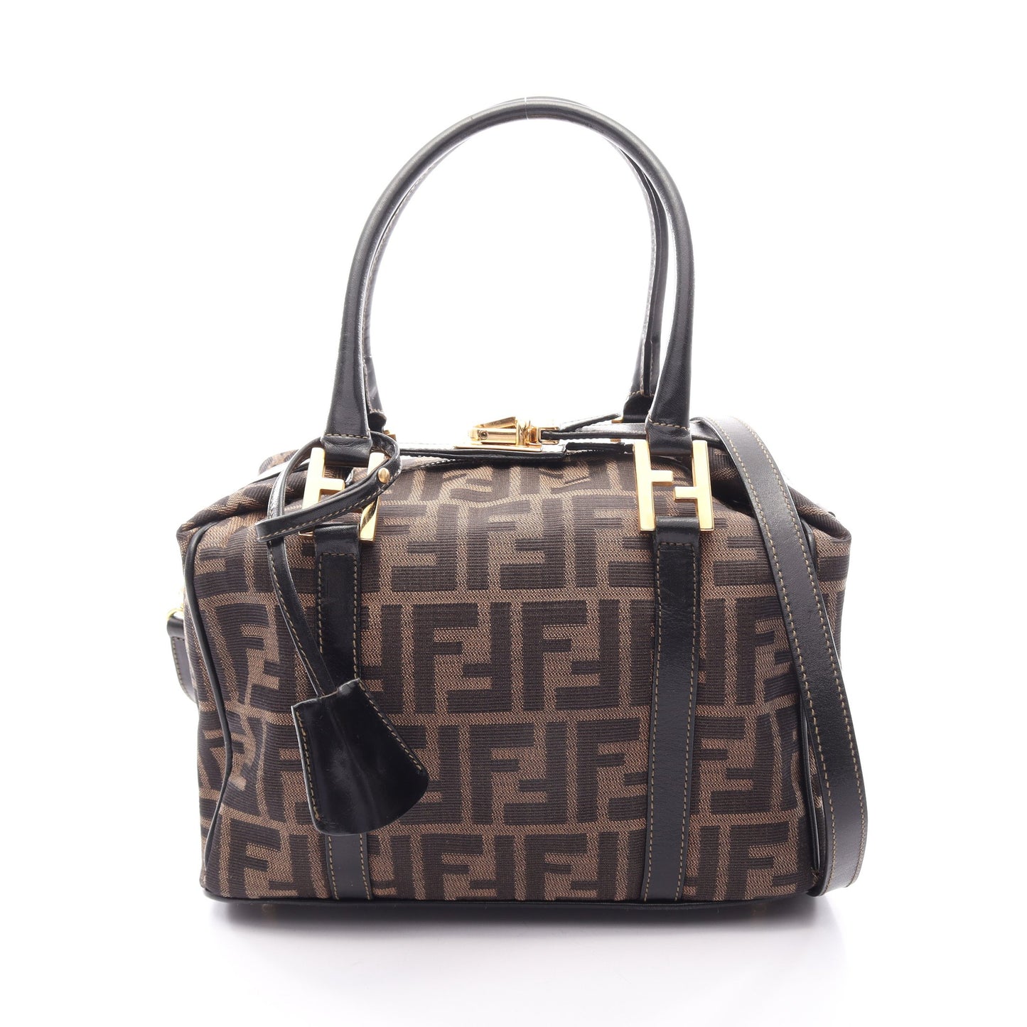 ズッカ 2WAY ミニボストンバッグ ハンドバッグ キャンバス レザー ブラウン ブラック フェンディ バッグ FENDI