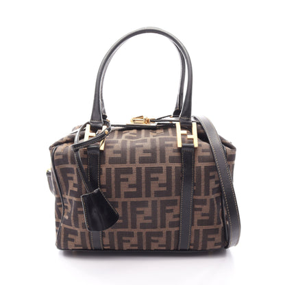 ズッカ 2WAY ミニボストンバッグ ハンドバッグ キャンバス レザー ブラウン ブラック フェンディ バッグ FENDI