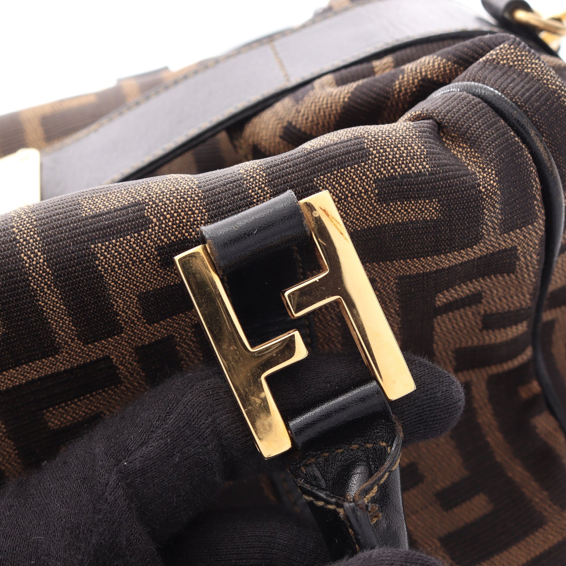 ズッカ 2WAY ミニボストンバッグ ハンドバッグ キャンバス レザー ブラウン ブラック フェンディ バッグ FENDI