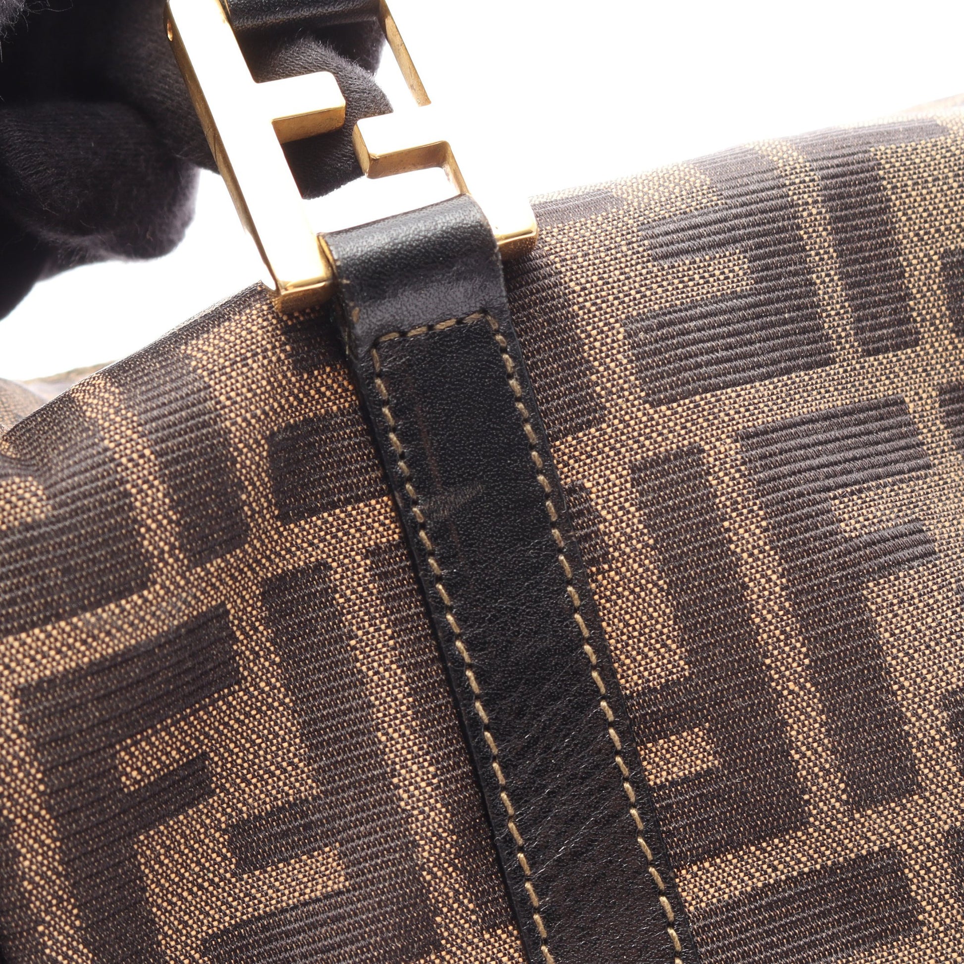 ズッカ 2WAY ミニボストンバッグ ハンドバッグ キャンバス レザー ブラウン ブラック フェンディ バッグ FENDI