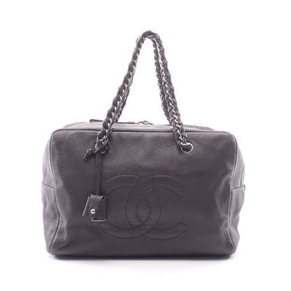 ラグジュアリーライン チェーンハンドバッグ レザー ダークブラウン シルバー金具 シャネル バッグ CHANEL