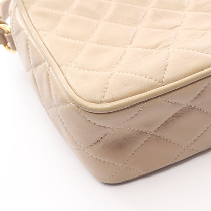 ココマーク ダイヤステッチ ショルダーバッグ ラムスキン ベージュ ゴールド金具 シャネル バッグ CHANEL