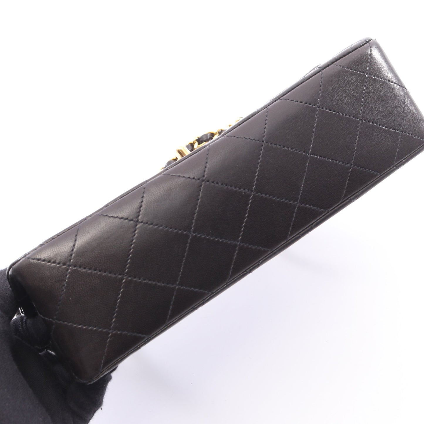 マトラッセ Wフラップ Wチェーンショルダーバッグ ラムスキン ブラック ゴールド金具 シャネル バッグ CHANEL