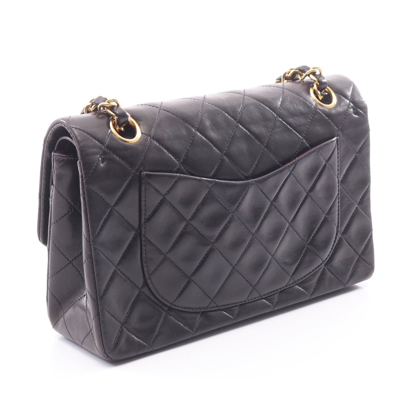 マトラッセ Wフラップ Wチェーンショルダーバッグ ラムスキン ブラック ゴールド金具 シャネル バッグ CHANEL
