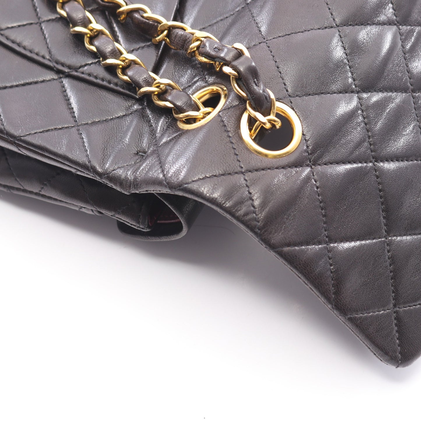 マトラッセ Wフラップ Wチェーンショルダーバッグ ラムスキン ブラック ゴールド金具 シャネル バッグ CHANEL