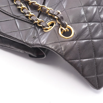 マトラッセ Wフラップ Wチェーンショルダーバッグ ラムスキン ブラック ゴールド金具 シャネル バッグ CHANEL