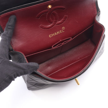 マトラッセ Wフラップ Wチェーンショルダーバッグ ラムスキン ブラック ゴールド金具 シャネル バッグ CHANEL