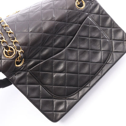マトラッセ Wフラップ Wチェーンショルダーバッグ ラムスキン ブラック ゴールド金具 シャネル バッグ CHANEL