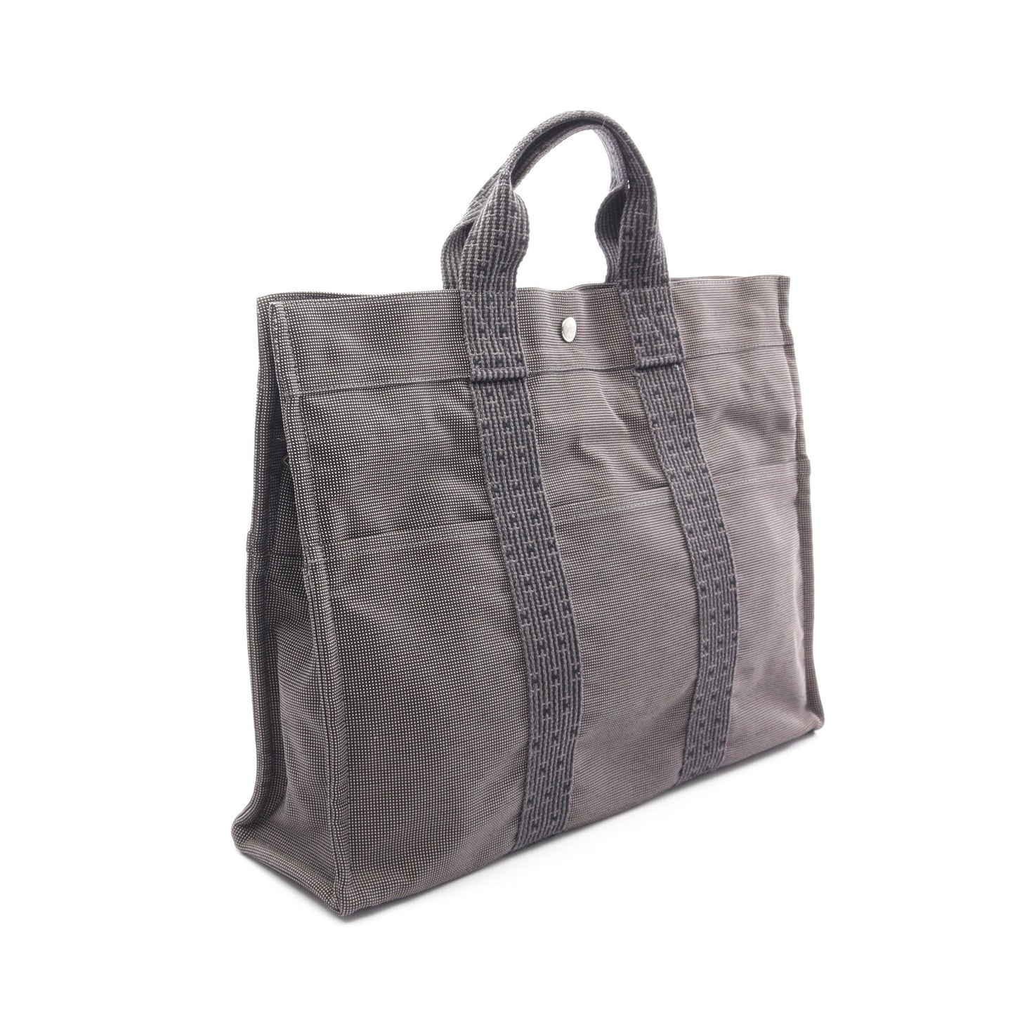 エールラインMM ハンドバッグ トートバッグ ナイロンキャンバス ダークグレー シルバー金具 エルメス バッグ HERMES
