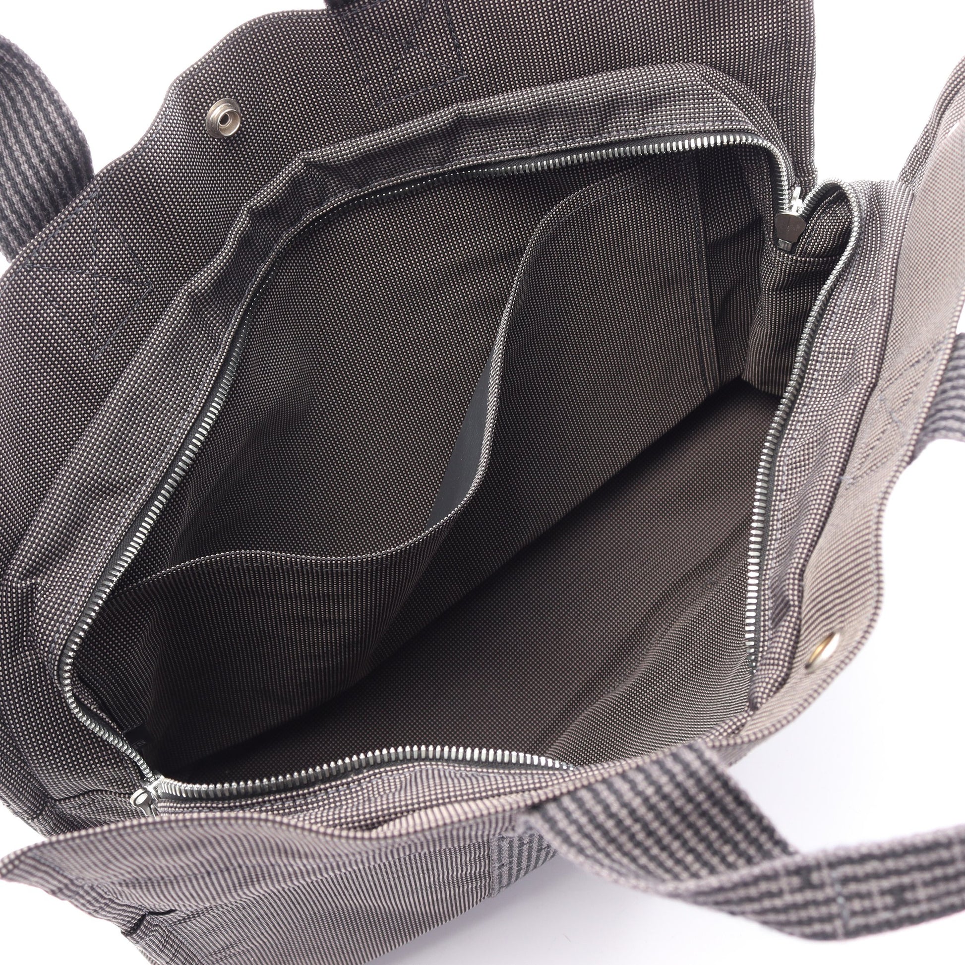 エールラインMM ハンドバッグ トートバッグ ナイロンキャンバス ダークグレー シルバー金具 エルメス バッグ HERMES