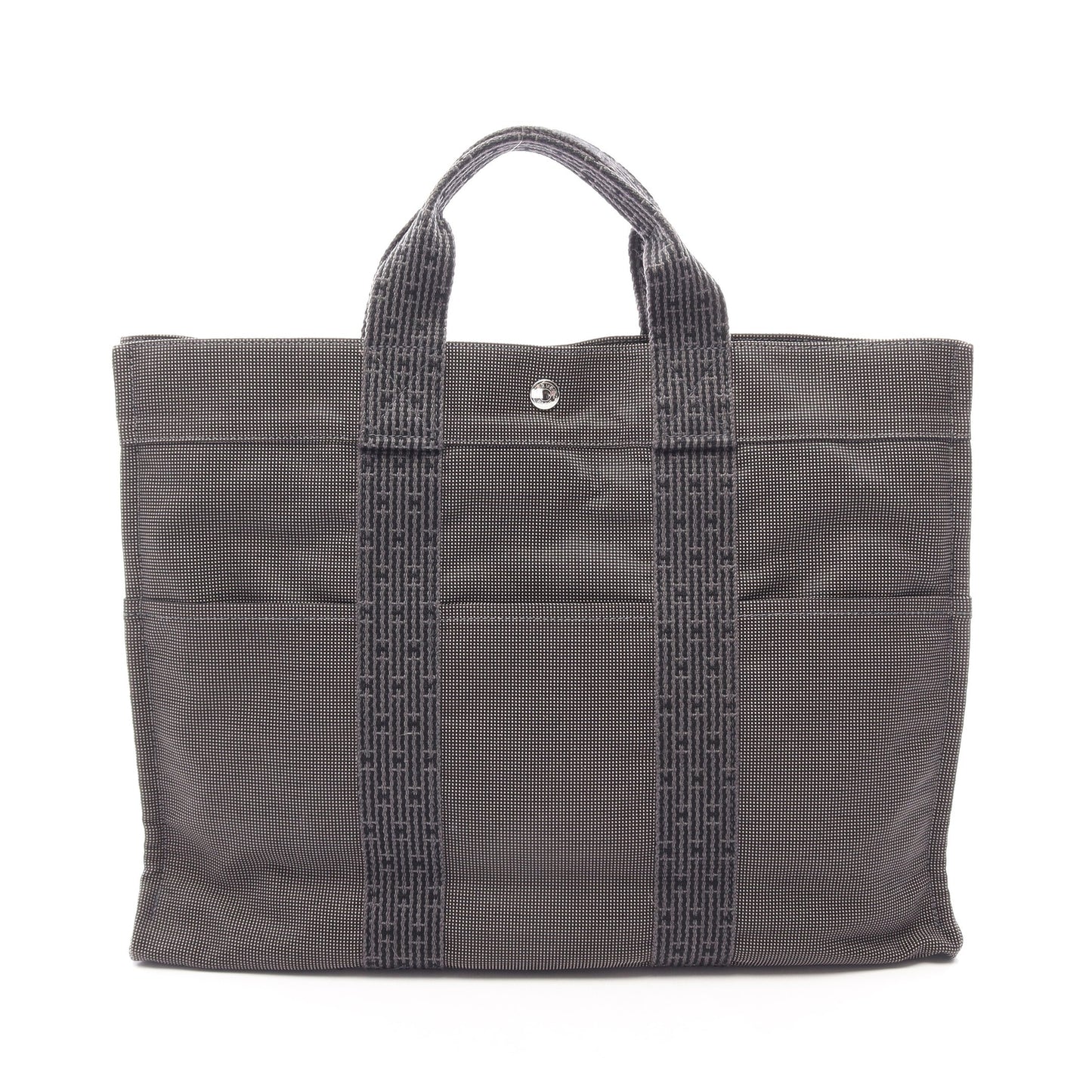 エールラインMM ハンドバッグ トートバッグ ナイロンキャンバス ダークグレー シルバー金具 エルメス バッグ HERMES