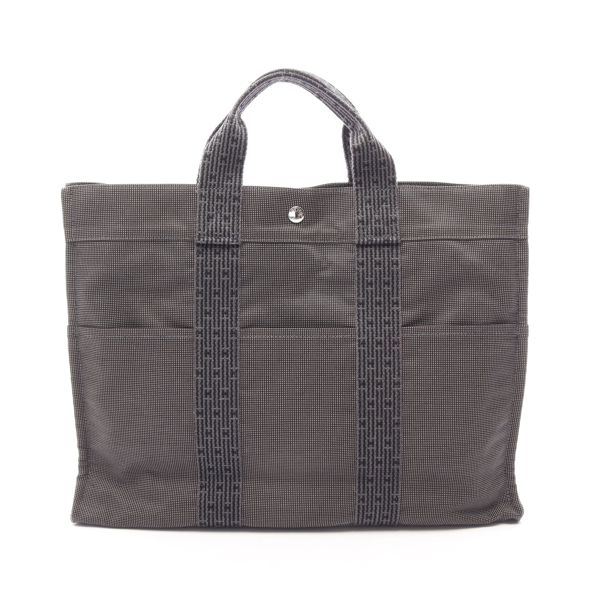 エールラインMM ハンドバッグ トートバッグ ナイロンキャンバス ダークグレー シルバー金具 エルメス バッグ HERMES