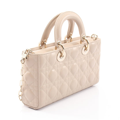 Lady D-Joy ミディアム カナージュ 2WAY ハンドバッグ レザー ベージュ クリスチャンディオール バッグ Christian Dior
