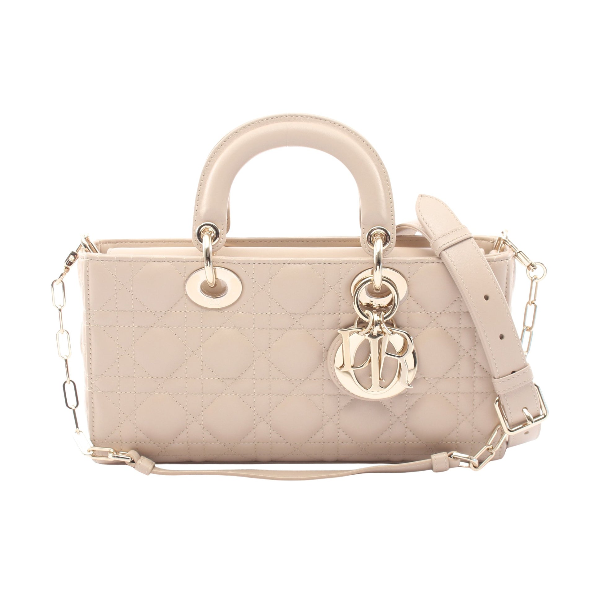Lady D-Joy ミディアム カナージュ 2WAY ハンドバッグ レザー ベージュ クリスチャンディオール バッグ Christian Dior