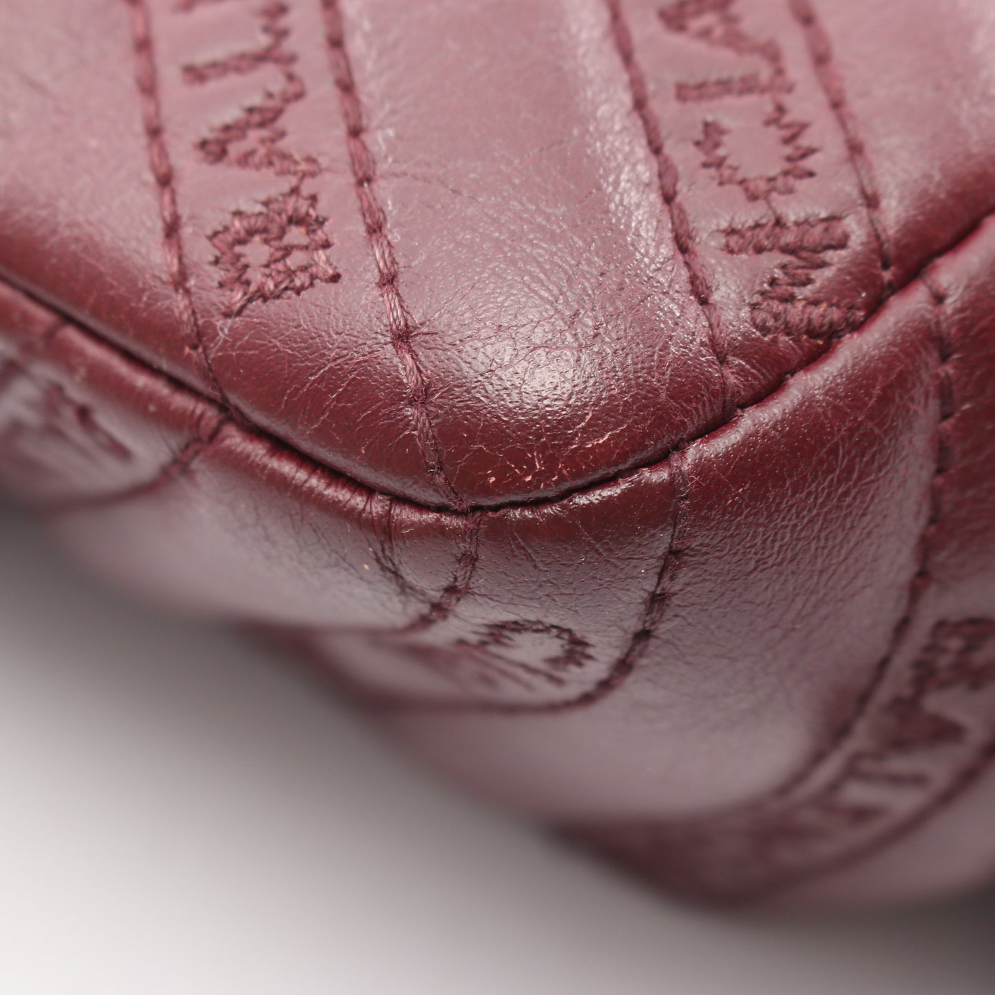 BBラウンド Wチェーンショルダーバッグ レザー ボルドー ボッテガヴェネタ バッグ BOTTEGA VENETA
