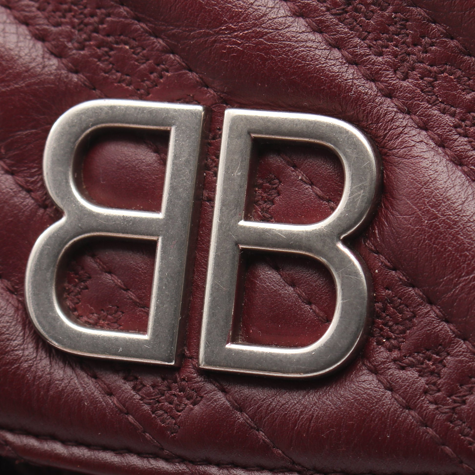BBラウンド Wチェーンショルダーバッグ レザー ボルドー ボッテガヴェネタ バッグ BOTTEGA VENETA