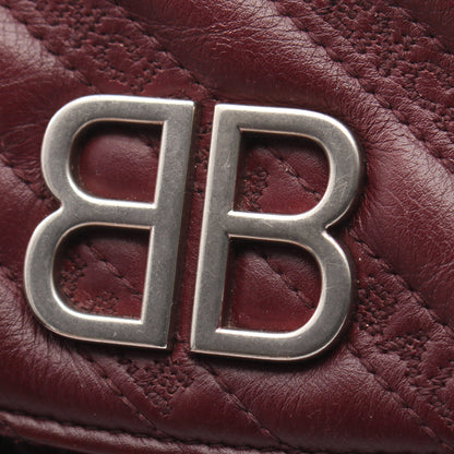 BBラウンド Wチェーンショルダーバッグ レザー ボルドー ボッテガヴェネタ バッグ BOTTEGA VENETA