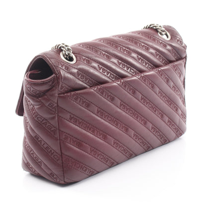 BBラウンド Wチェーンショルダーバッグ レザー ボルドー ボッテガヴェネタ バッグ BOTTEGA VENETA