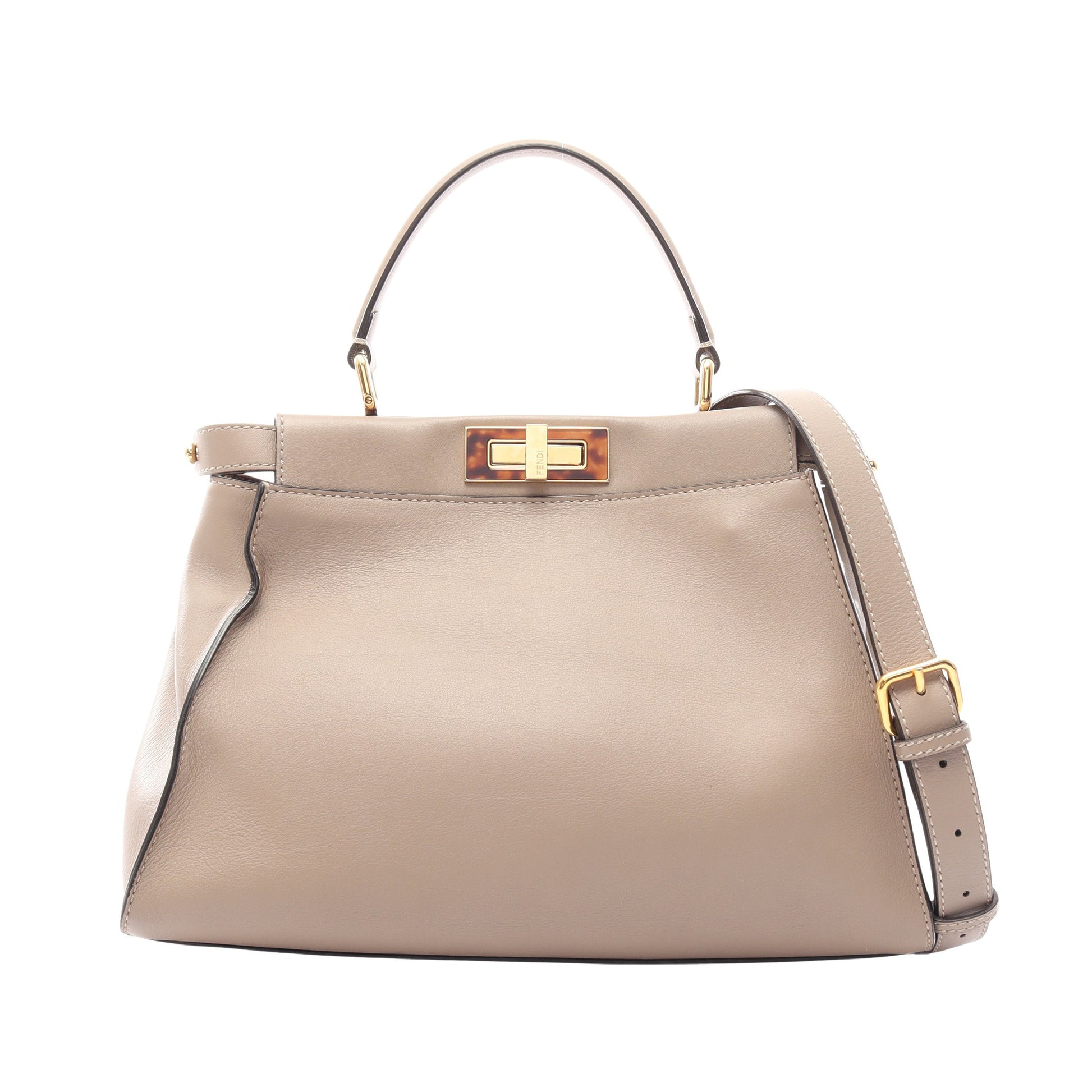 ピーカブー 2WAY ハンドバッグ レザー グレーベージュ フェンディ バッグ FENDI