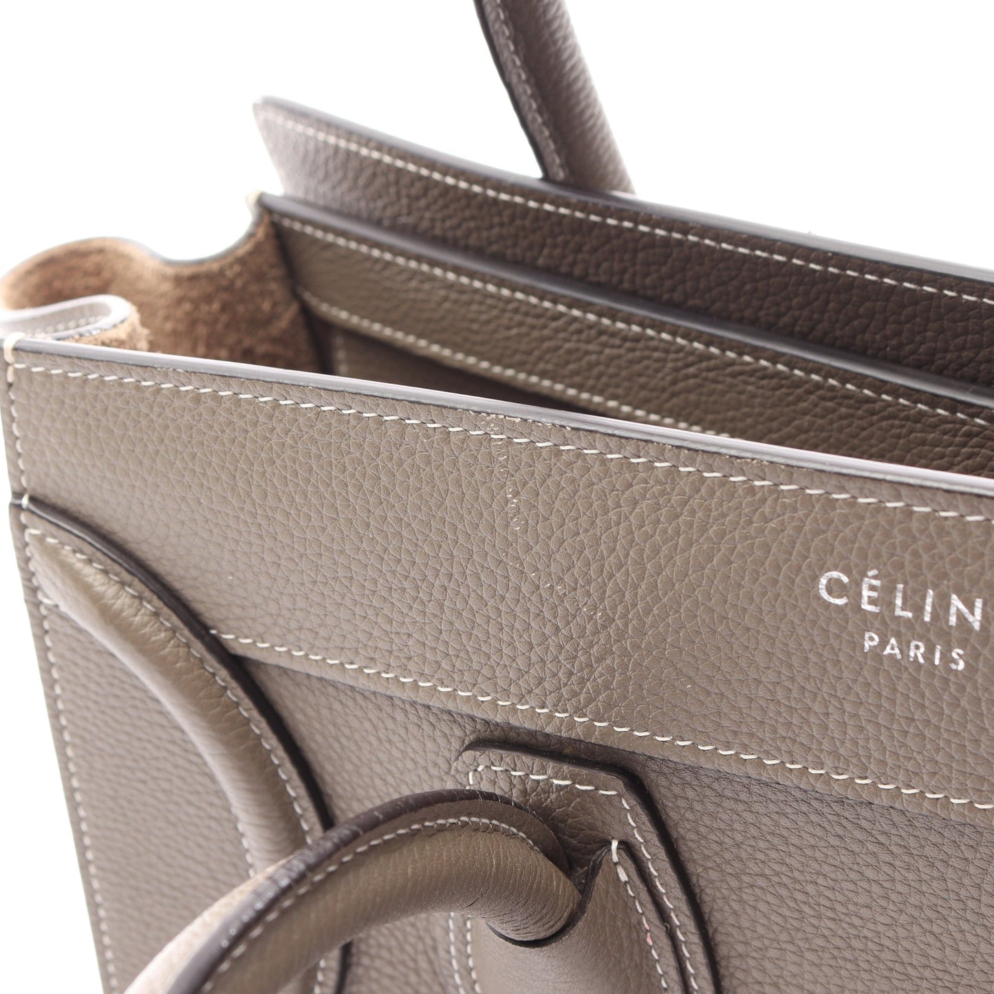 ラゲージ マイクロ ショッパー ハンドバッグ レザー グレーベージュ セリーヌ バッグ CELINE