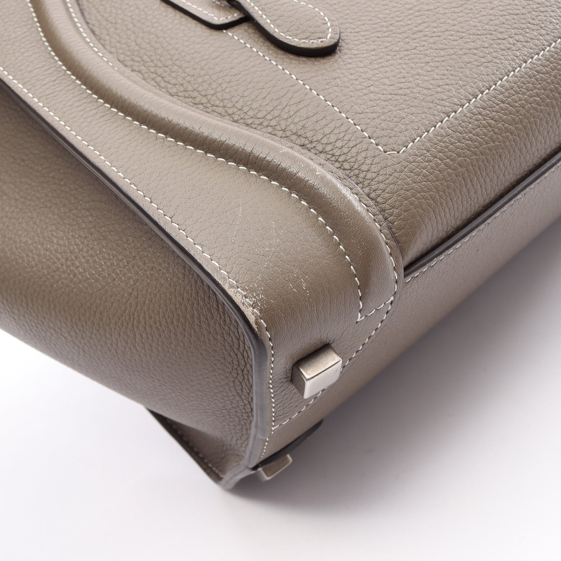 ラゲージ マイクロ ショッパー ハンドバッグ レザー グレーベージュ セリーヌ バッグ CELINE