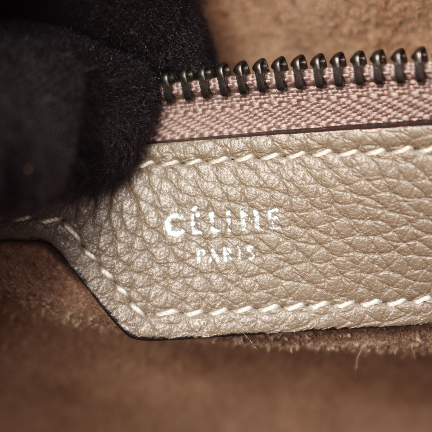 ラゲージ マイクロ ショッパー ハンドバッグ レザー グレーベージュ セリーヌ バッグ CELINE