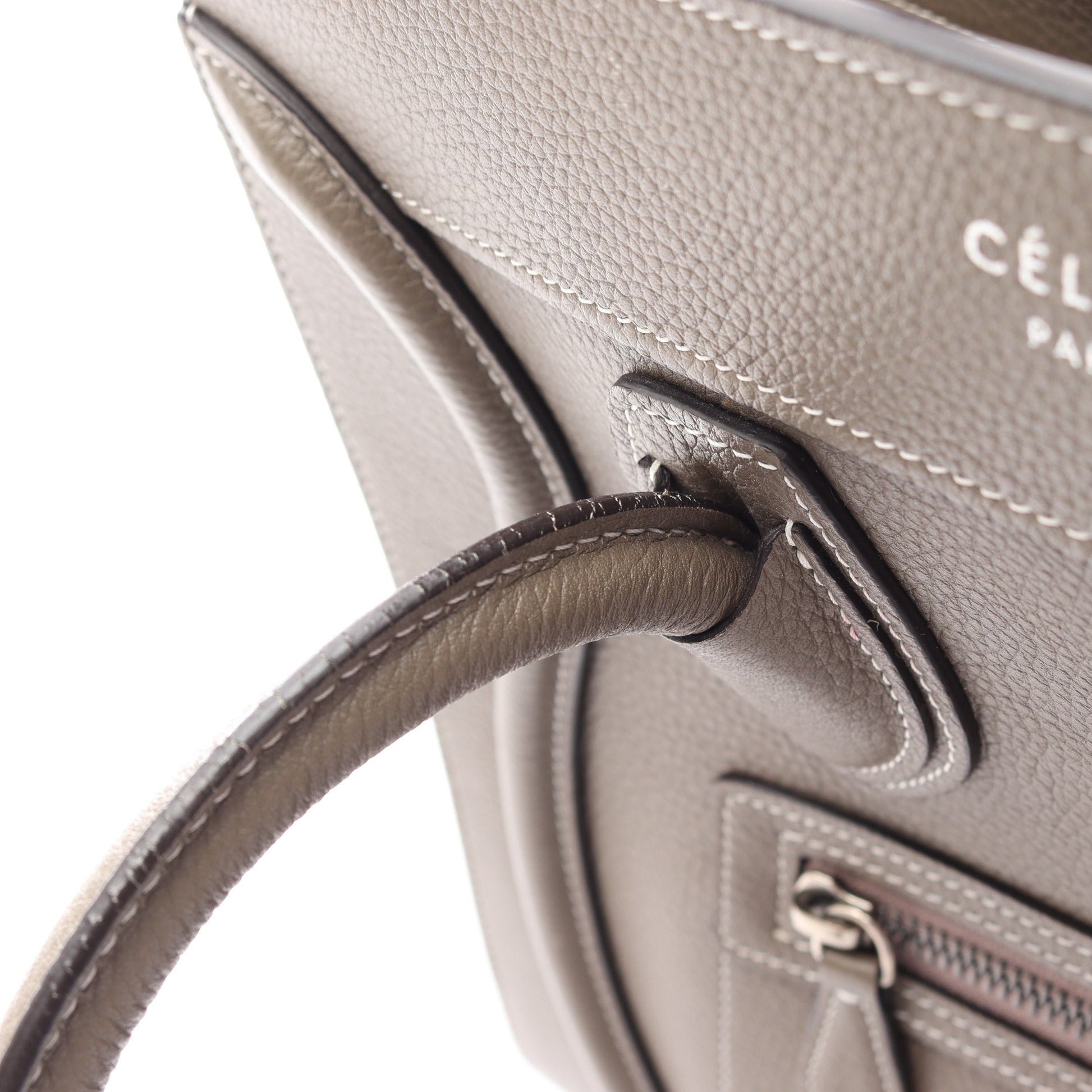 ラゲージ マイクロ ショッパー ハンドバッグ レザー グレーベージュ セリーヌ バッグ CELINE