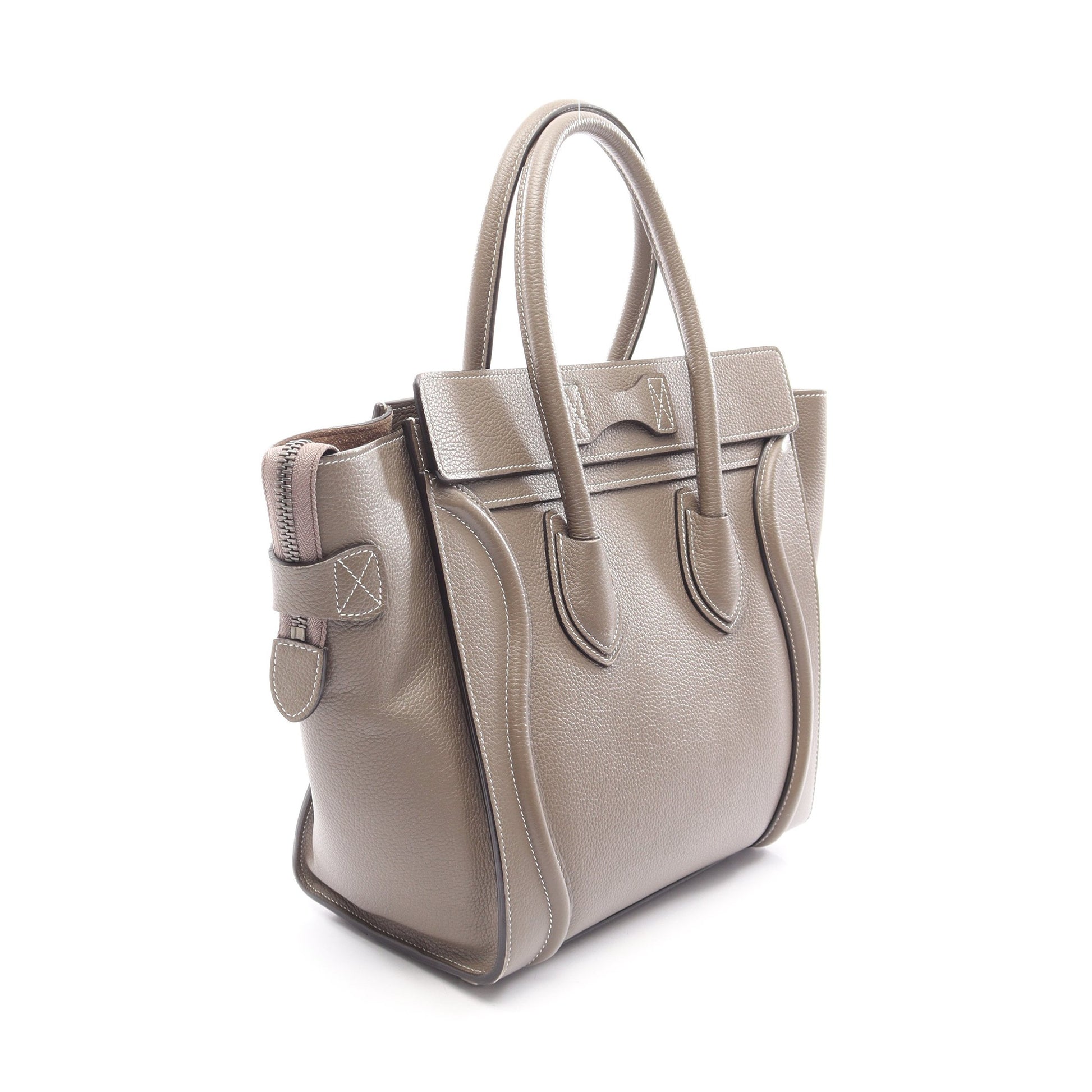 ラゲージ マイクロ ショッパー ハンドバッグ レザー グレーベージュ セリーヌ バッグ CELINE