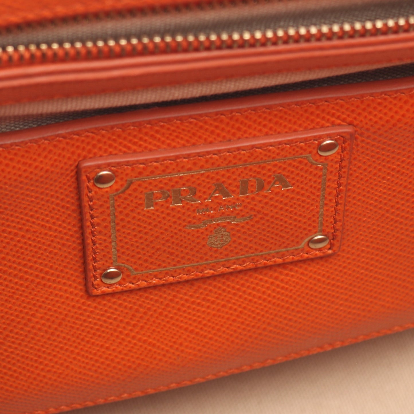 ハンドバッグ トートバッグ キャンバス サフィアーノレザー ベージュ オレンジ プラダ バッグ PRADA