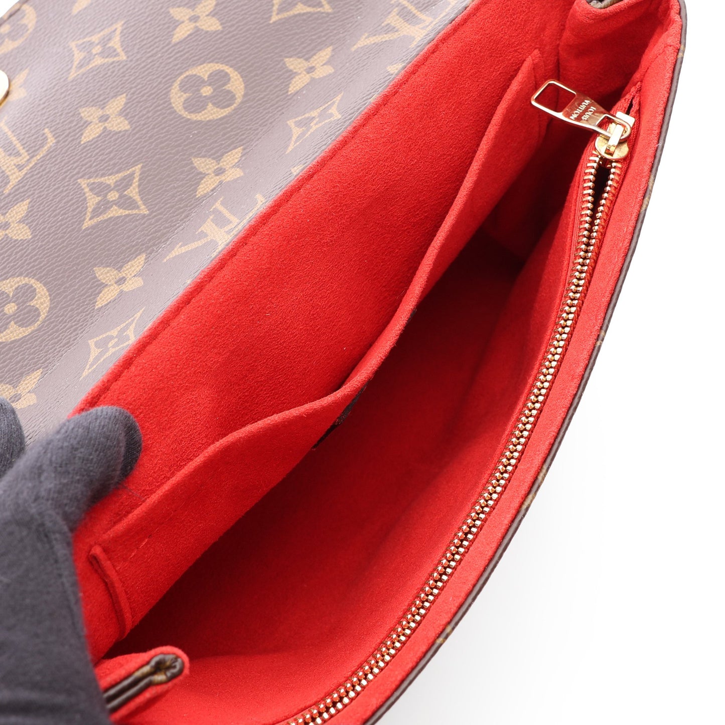 サン プラシード モノグラム スリーズ チェーンショルダーバッグ PVC レザー ブラウン レッド ルイヴィトン バッグ LOUIS VUITTON