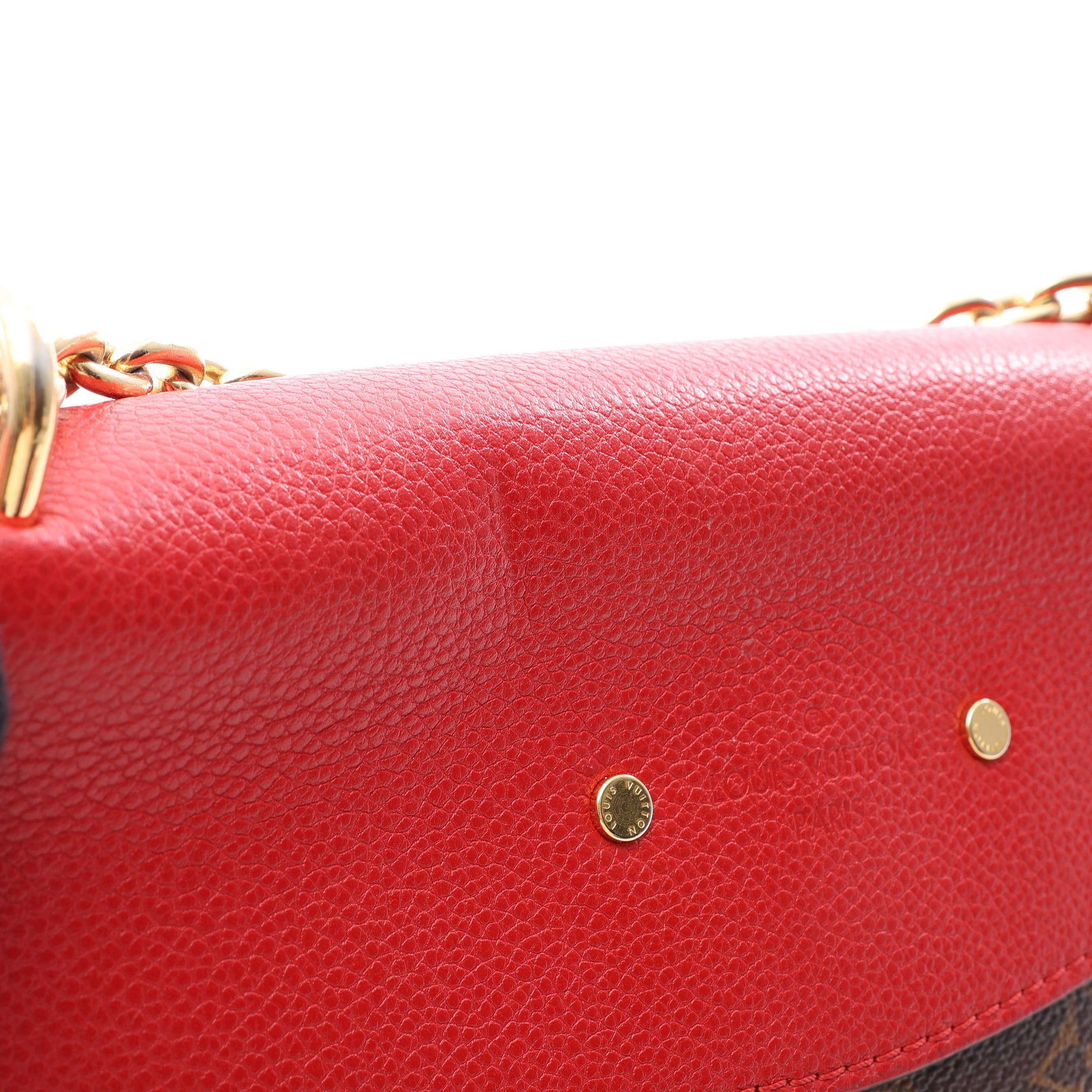 サン プラシード モノグラム スリーズ チェーンショルダーバッグ PVC レザー ブラウン レッド ルイヴィトン バッグ LOUIS VUITTON