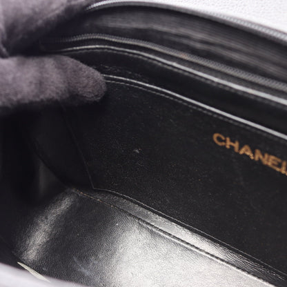 マトラッセ ダイアナフラップ チェーンショルダーバッグ キャビアスキン ブラック ゴールド金具 シャネル バッグ CHANEL