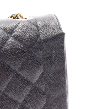 マトラッセ ダイアナフラップ チェーンショルダーバッグ キャビアスキン ブラック ゴールド金具 シャネル バッグ CHANEL