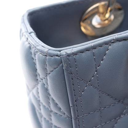 LADY DIOR レディディオール ミディアム カナージュ 2WAY ハンドバッグ レザー ブルー クリスチャンディオール バッグ Christian Dior