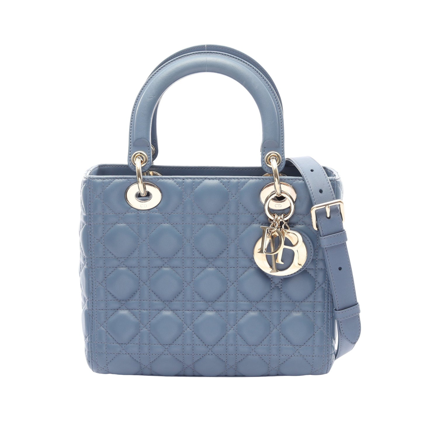 LADY DIOR レディディオール ミディアム カナージュ 2WAY ハンドバッグ レザー ブルー クリスチャンディオール バッグ Christian Dior