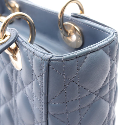 LADY DIOR レディディオール ミディアム カナージュ 2WAY ハンドバッグ レザー ブルー クリスチャンディオール バッグ Christian Dior
